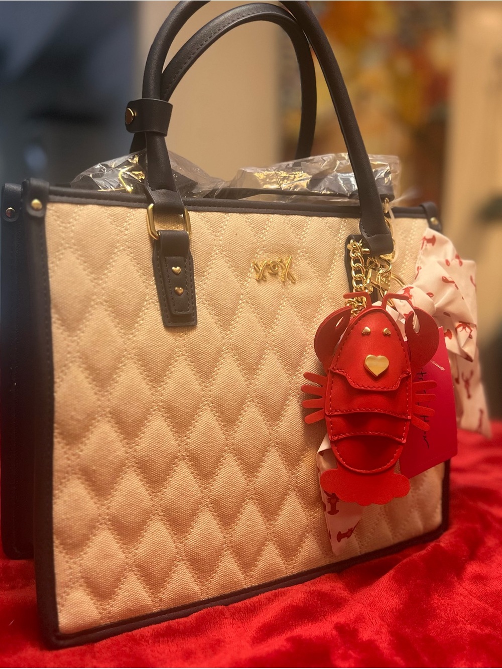 Betsey Johnson Xolala Red Navy Bag